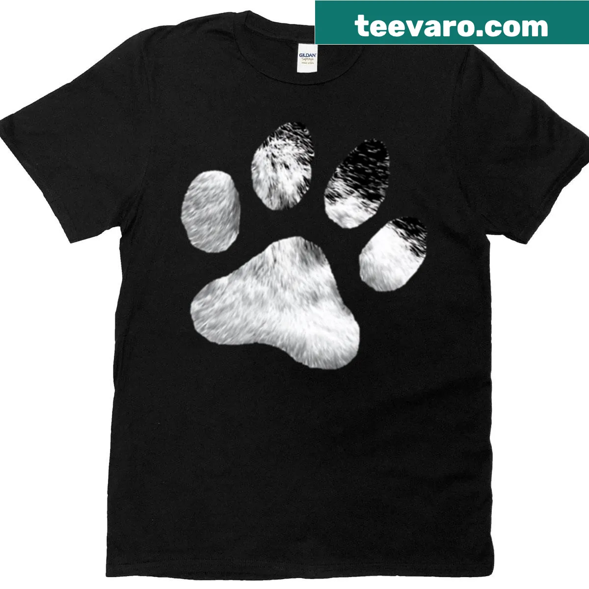 Silhouette of a furry paw print on a t-shirt — on a men's t-shirt