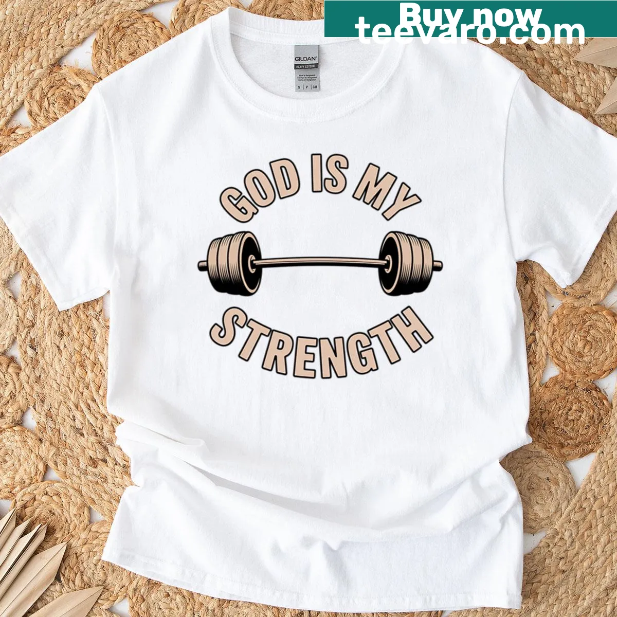 T-shirt with 'God Is My Strength' for faith and fitness — on a men's t-shirt