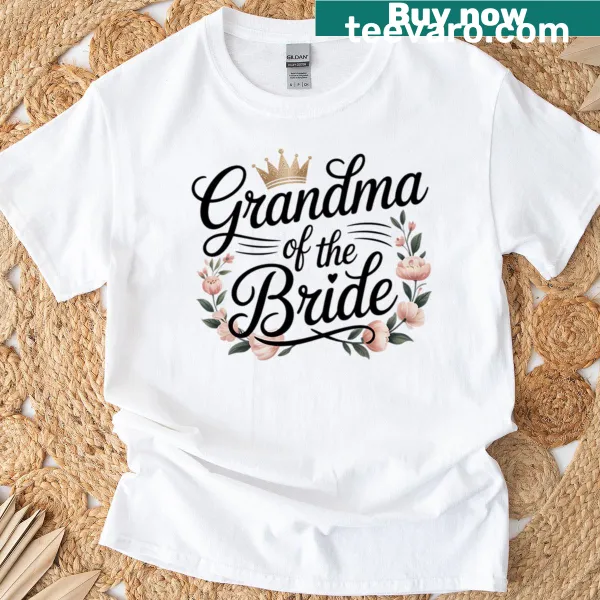 Cute T-shirt for Grandma of the Bride with wedding-themed illustrations