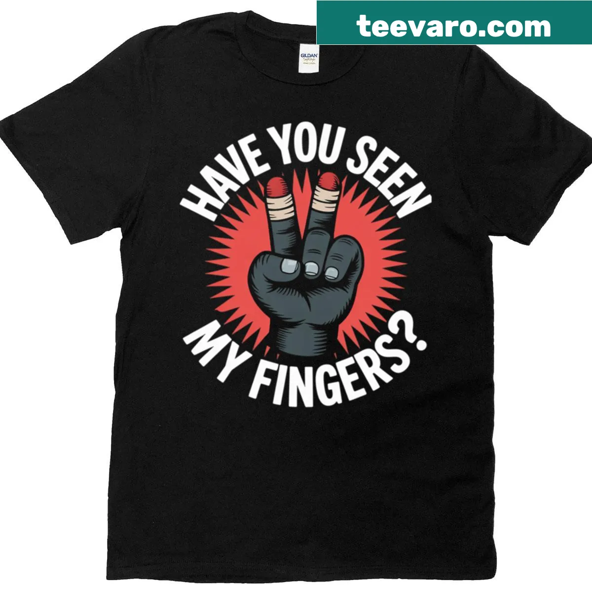 Edgy T-shirt with a humorous phrase about missing fingers — on a men's t-shirt