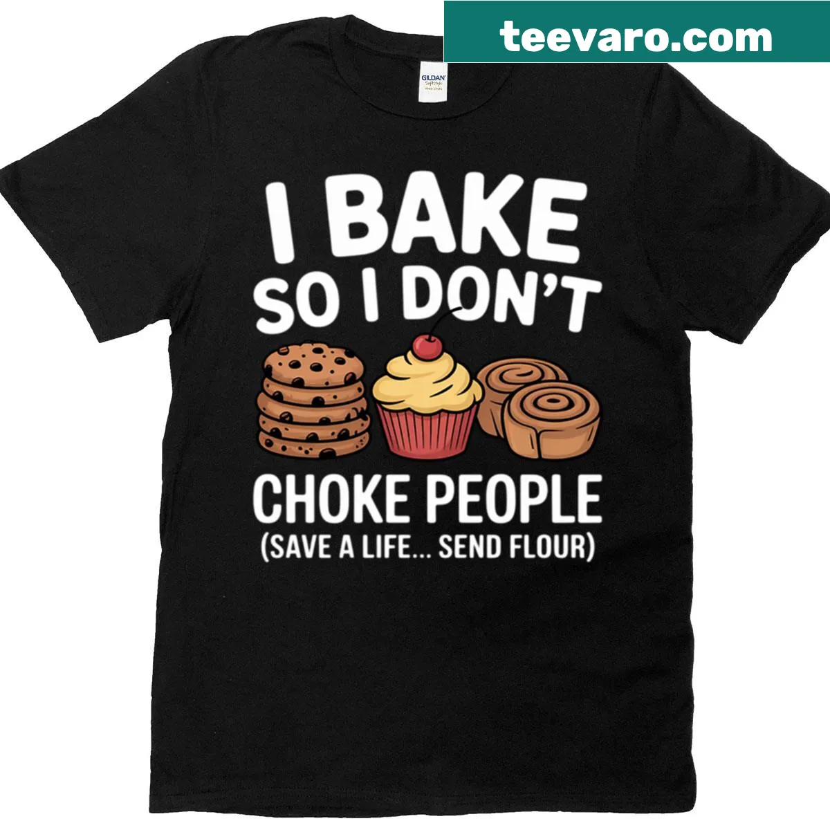 Funny baking t-shirt with humorous text about baking — on a men's t-shirt