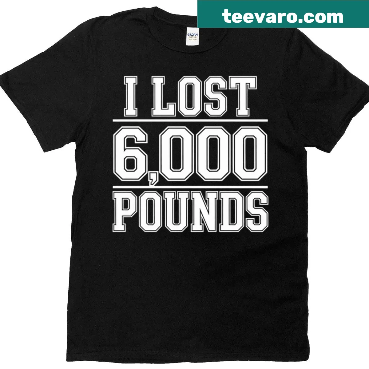 Funny fitness T-shirt claiming 'I Lost 6000 Pounds' for workout enthusiasts — on a men's t-shirt