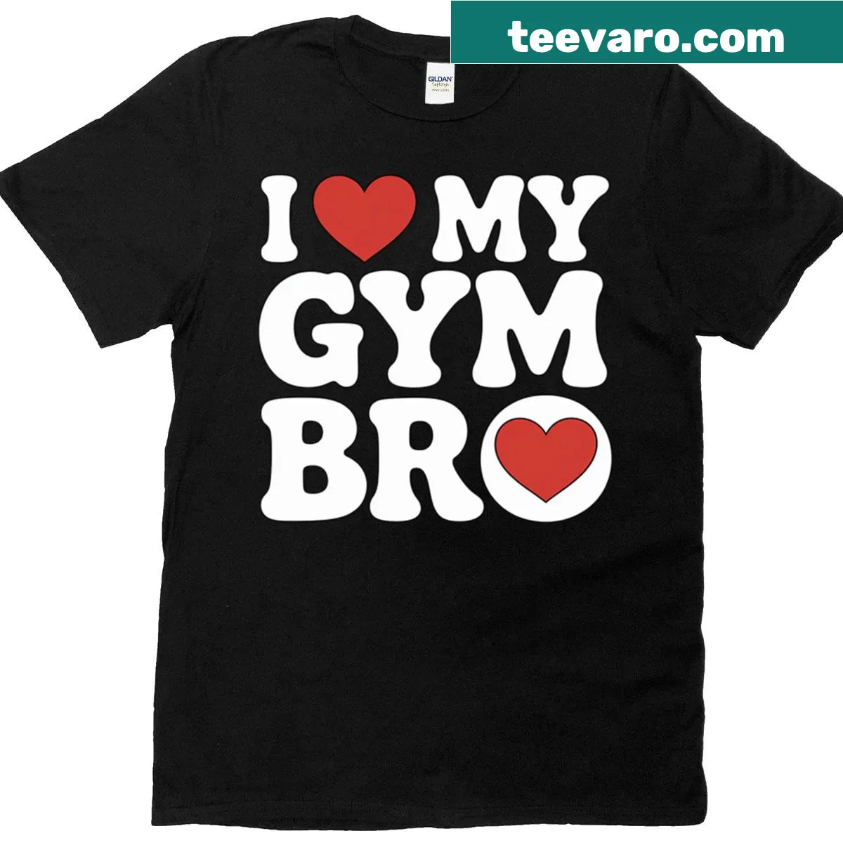 T-shirt with a heart graphic and text 'I Love My Gym Bro' for fitness lovers — on a men's t-shirt