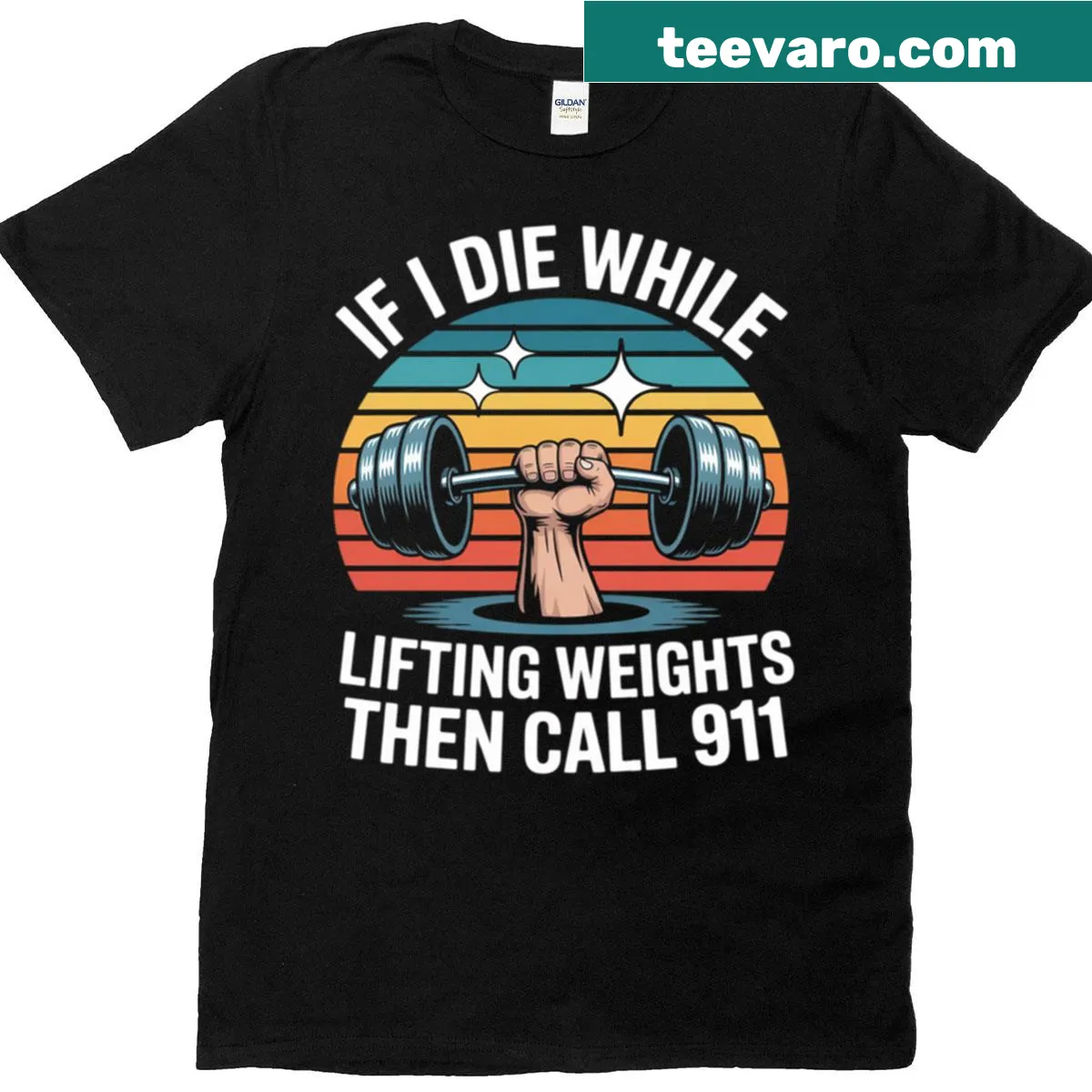 Edgy fitness T-shirt with a humorous weightlifting slogan — on a men's t-shirt