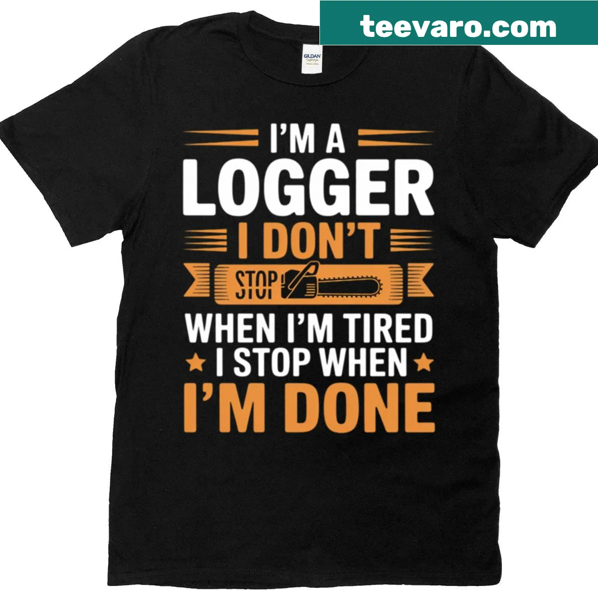 Logger t-shirt with dedication slogan — on a men's t-shirt