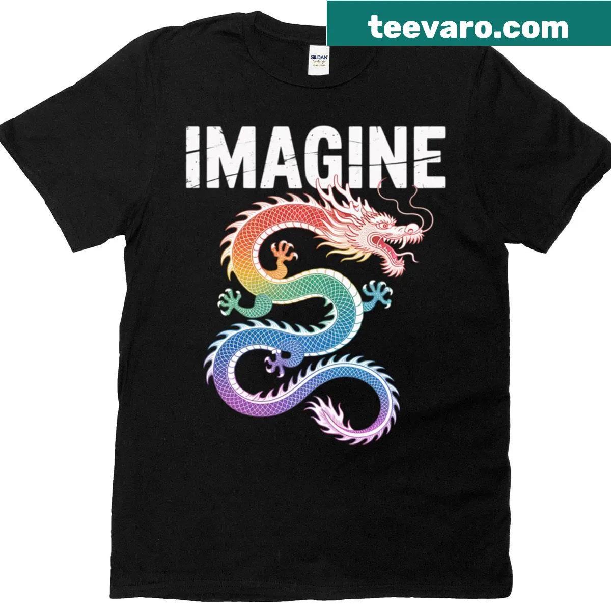 Illustrated fantasy dragon t-shirt inviting imagination — on a men's t-shirt