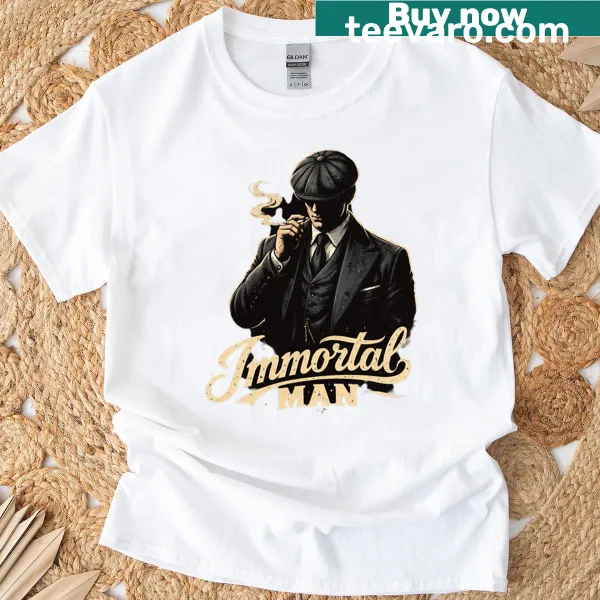 Vintage gangster-style t-shirt with 'Immortal Man' text