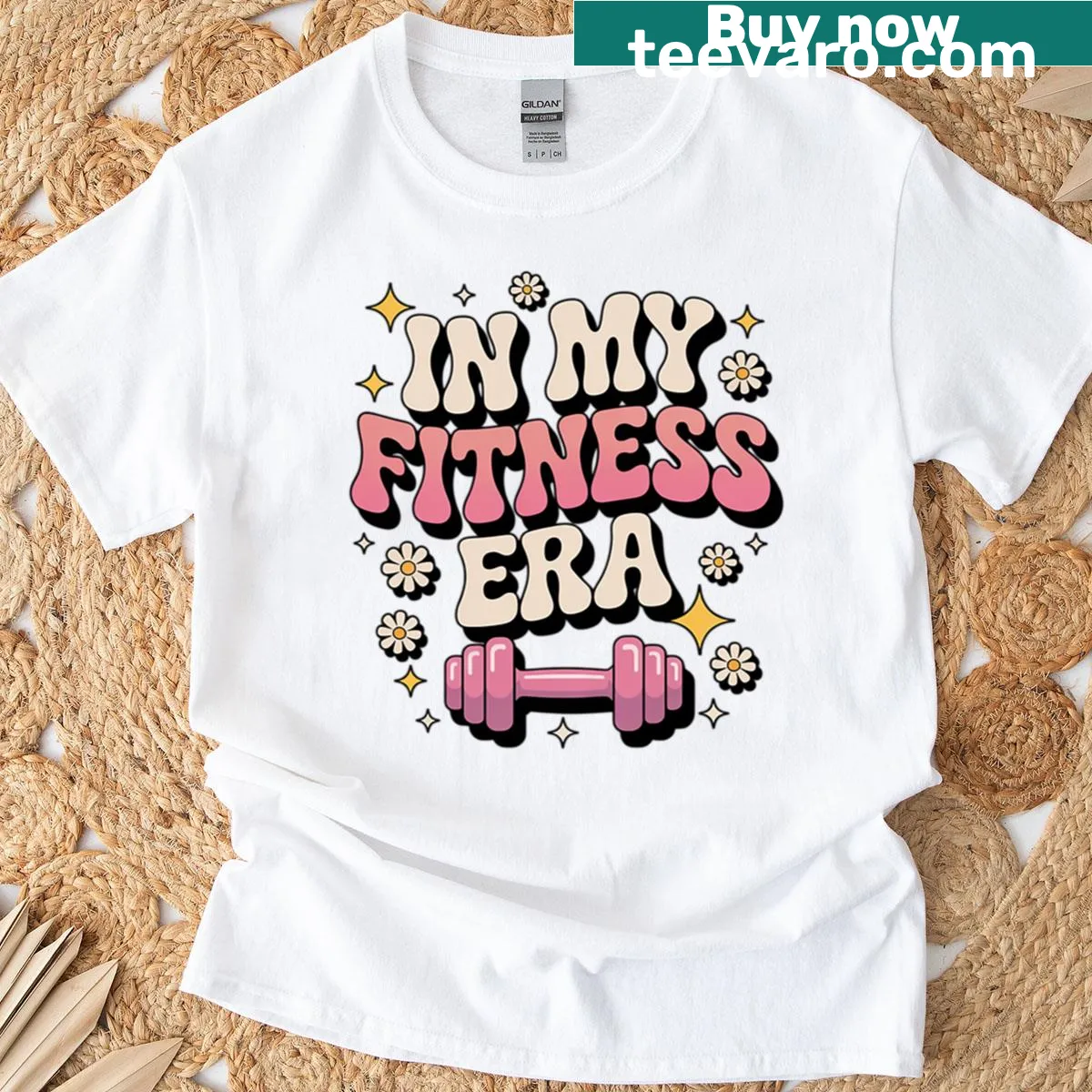 Motivational fitness t-shirt with 'In My Fitness Era' text — on a men's t-shirt