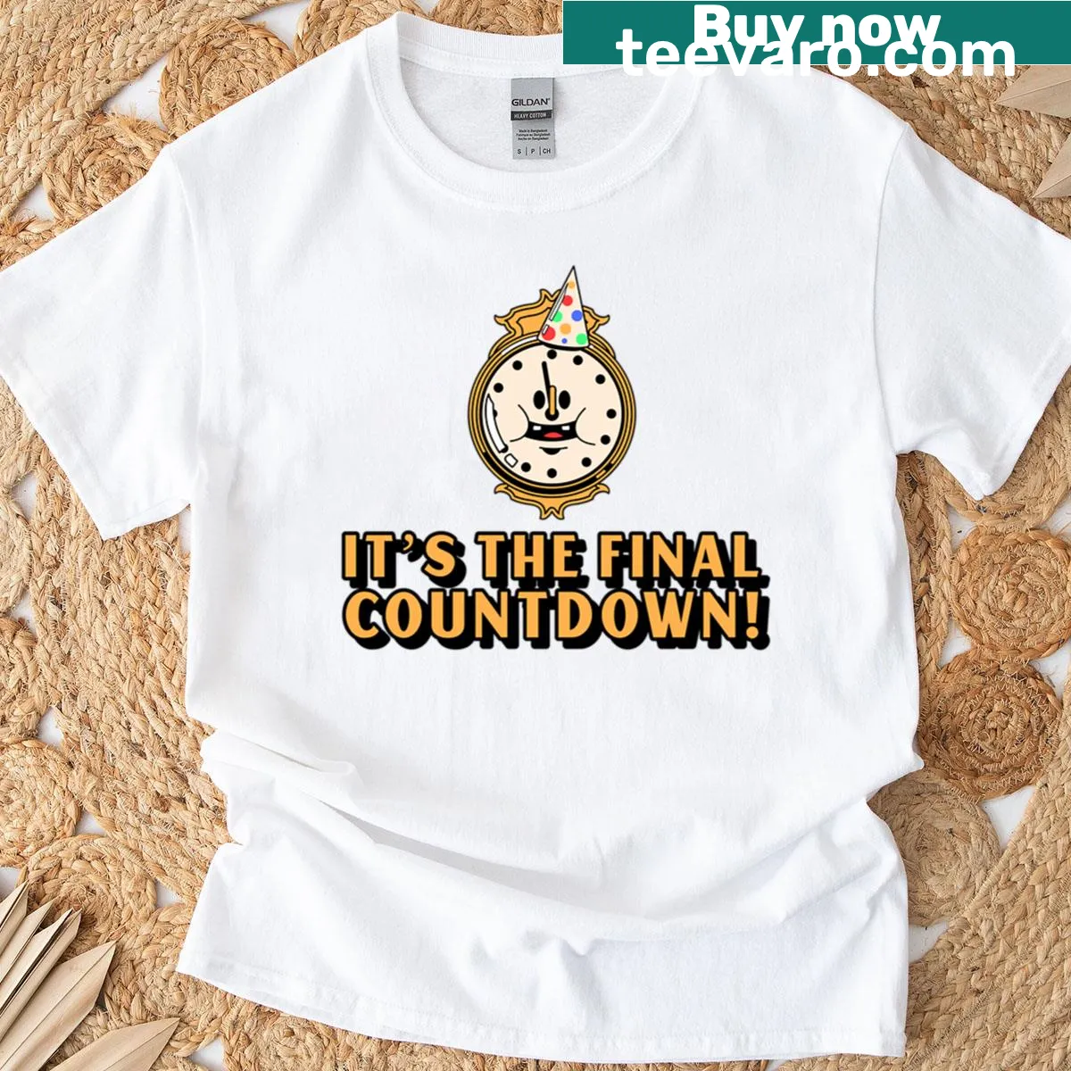 New Year's T-shirt with 'It's The Final Countdown' text — on a men's t-shirt