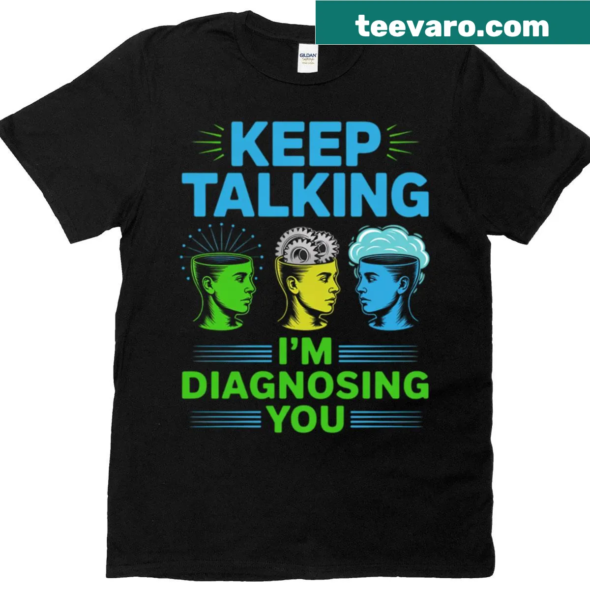 Witty T-shirt with a psychology-themed phrase for mental health professionals — on a men's t-shirt