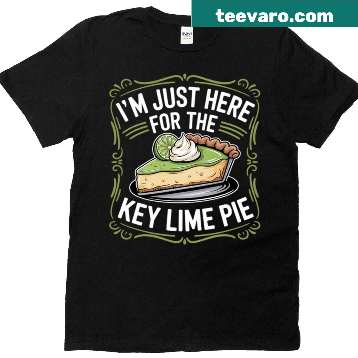 Key Lime Pie Recipe T-shirt featuring recipe elements — on a men's t-shirt
