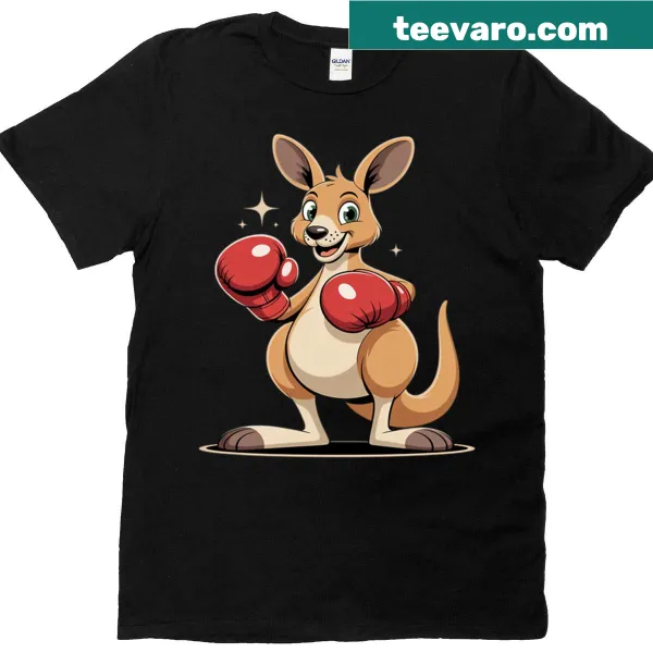 Illustration of a laughing boxer kangaroo on T-shirt