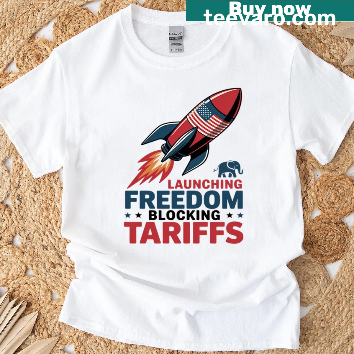 Funny political T-shirt with July 4th theme and humorous text — on a men's t-shirt