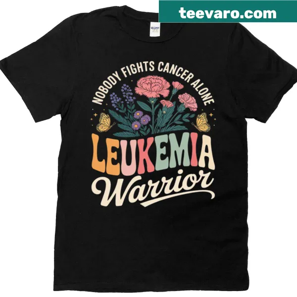 T-shirt with leukemia awareness graphic and bold typography