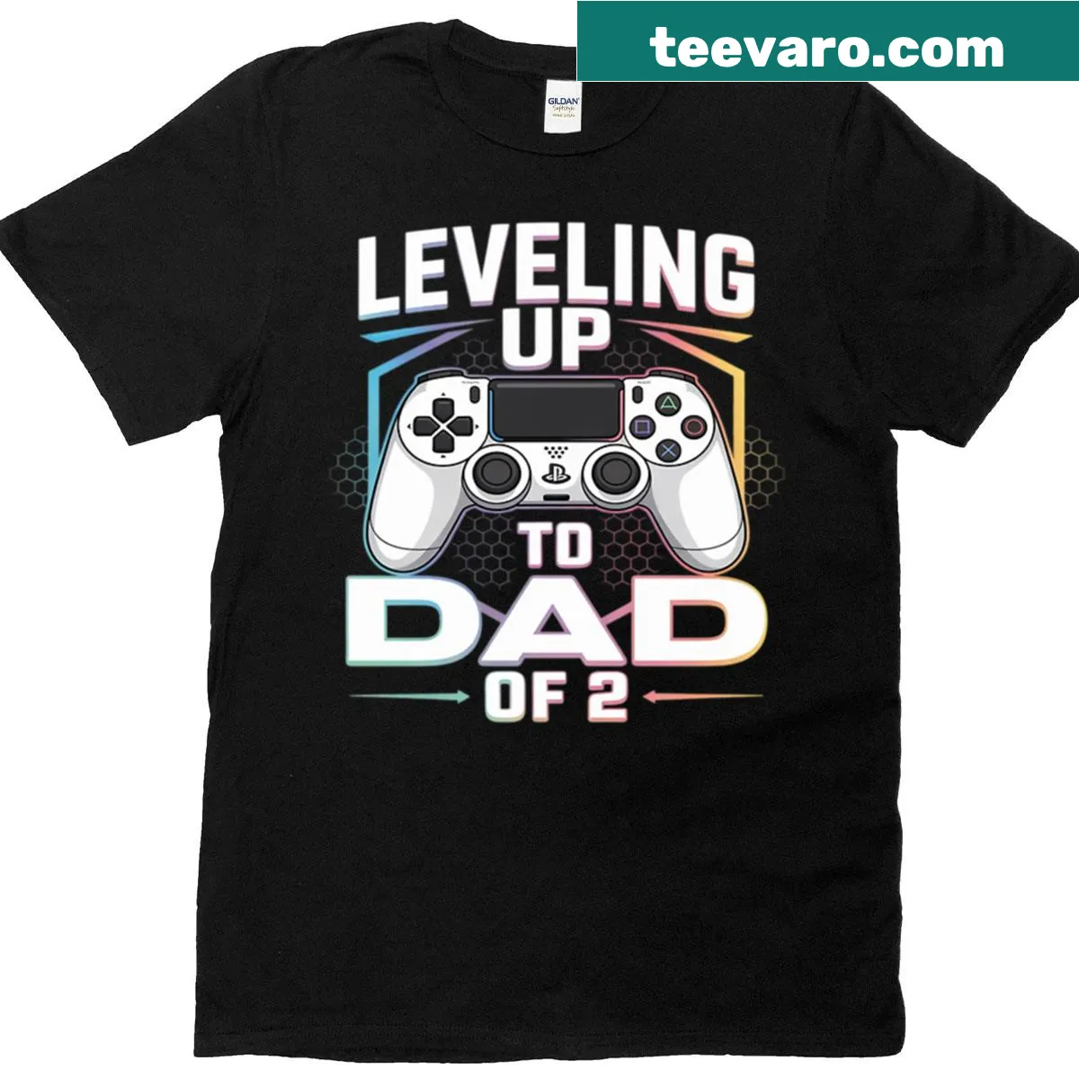 Fun T-shirt celebrating becoming a dad of two — on a men's t-shirt