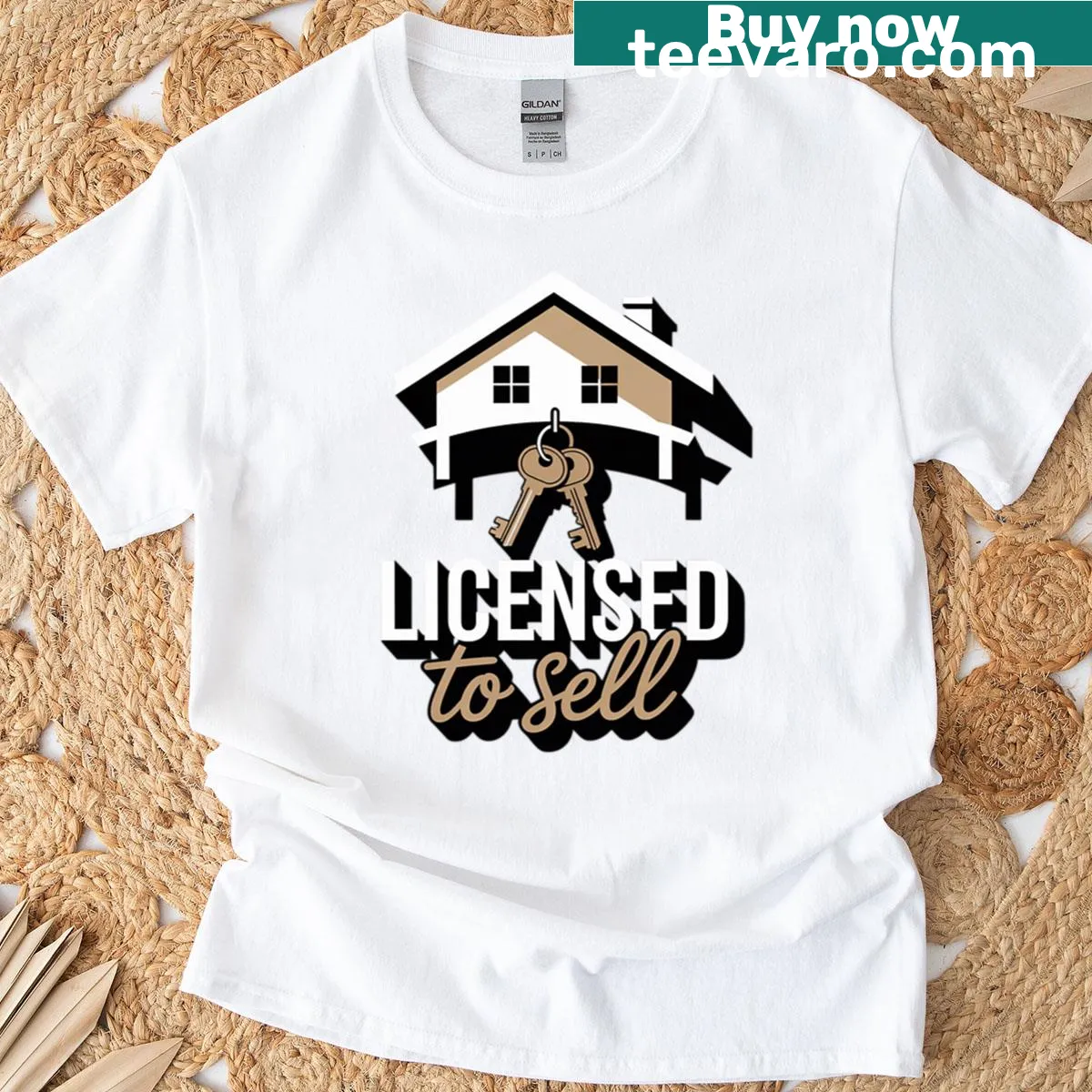T-shirt with 'Licensed To Sell' for real estate agents. — on a men's t-shirt