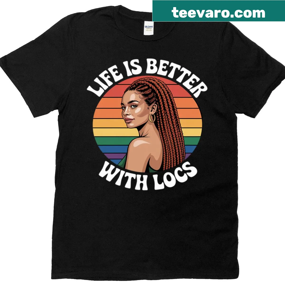 T-shirt celebrating locs and black girl magic with a proud statement — on a men's t-shirt