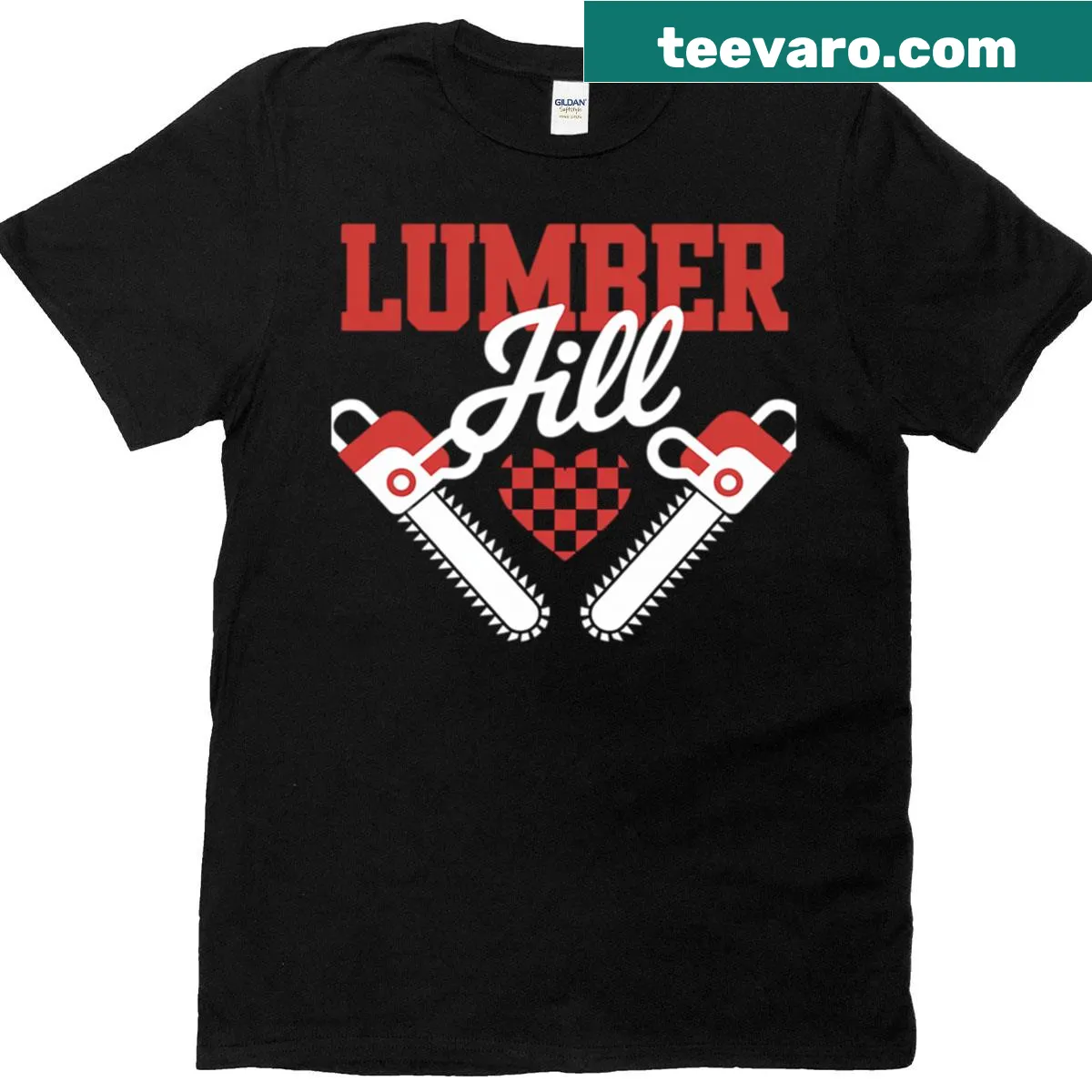 Lumber Jill design illustrating a female lumberjack on a t-shirt — on a men's t-shirt