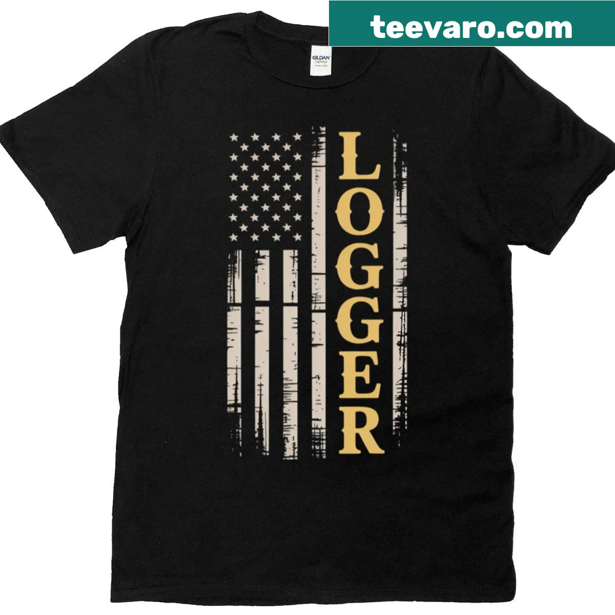 Bold Lumberjack T-shirt with forestry-themed typography. — on a men's t-shirt