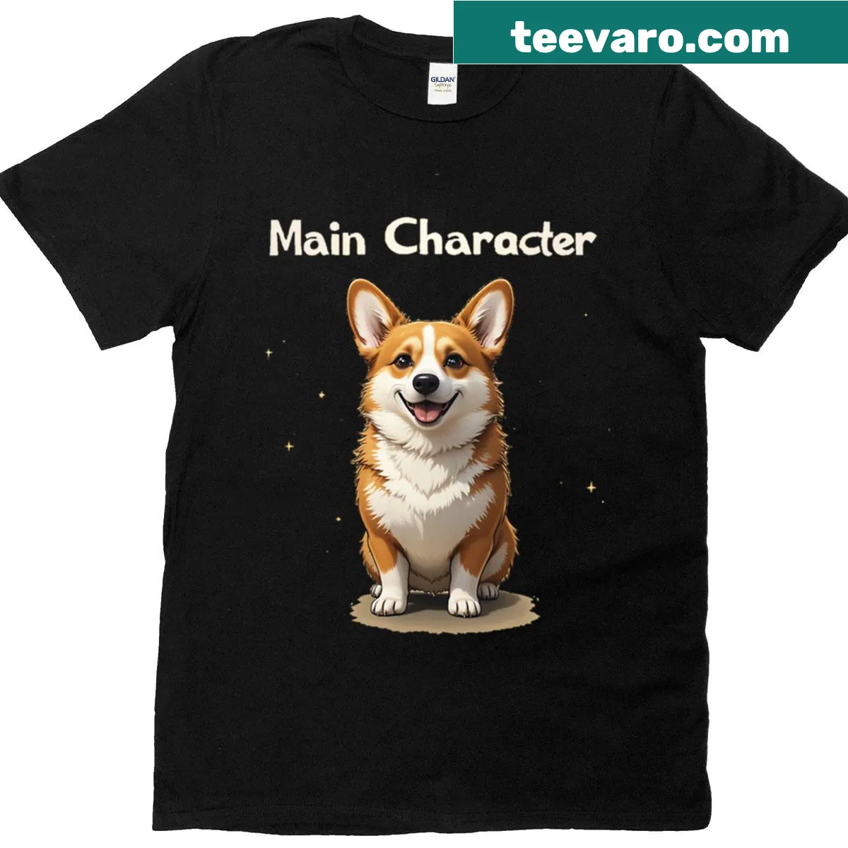 Minimalist design featuring a confident corgi — on a men's t-shirt