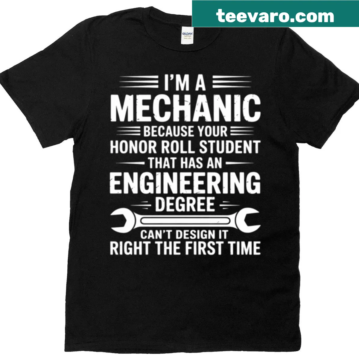T-shirt for mechanics with bold Mechanic text design — on a men's t-shirt