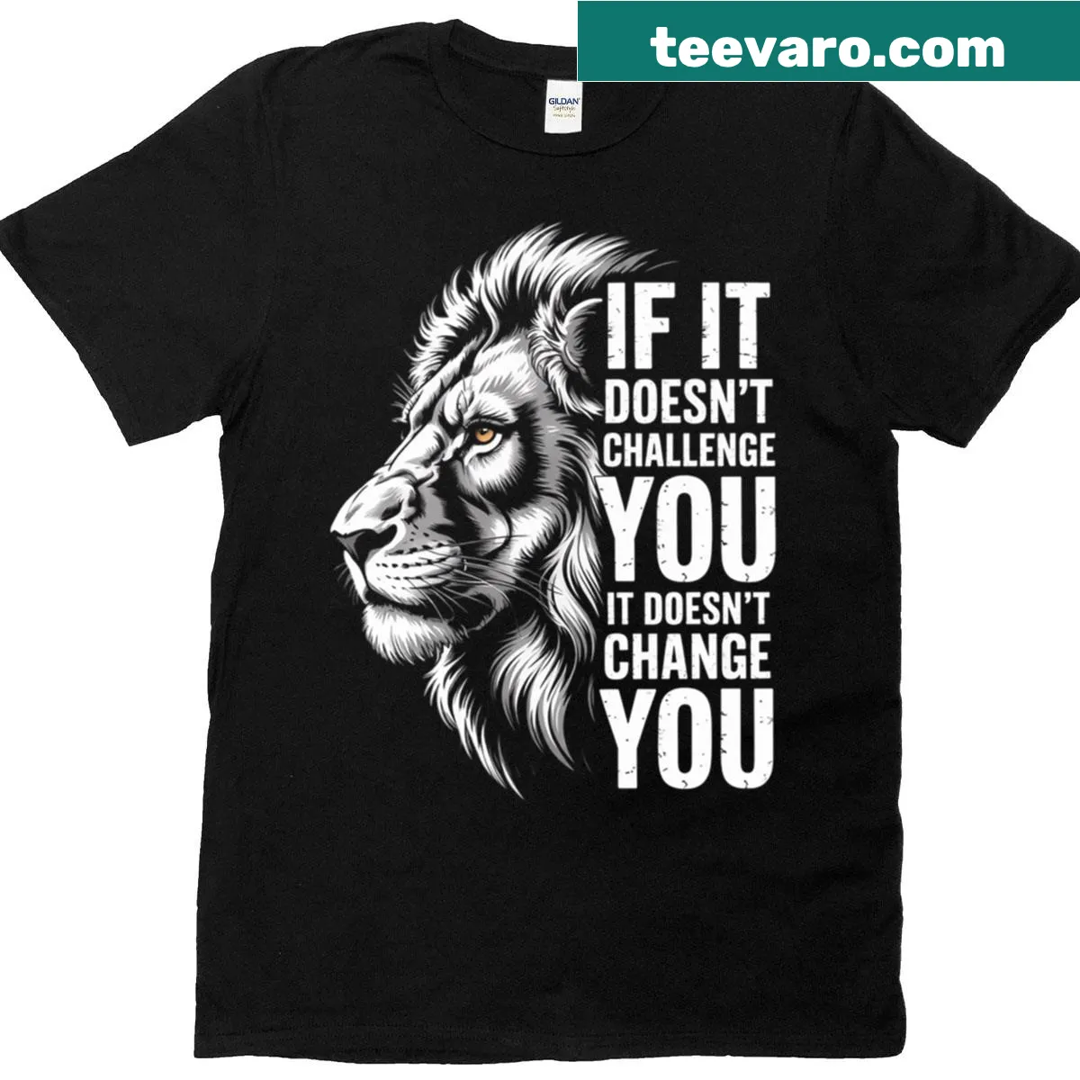 Motivational lion mindset t-shirt with fitness quotes — on a men's t-shirt