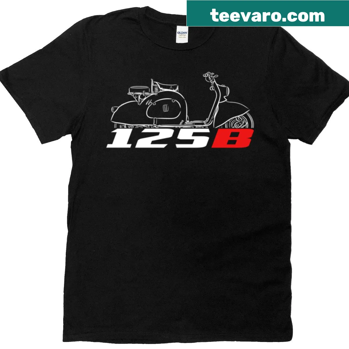 MV Agusta 125 B biker T-shirt with a bold emblem — on a men's t-shirt
