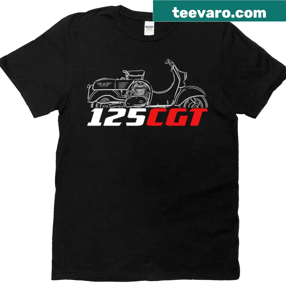 Illustration of Mv Agusta 125 Cgt motorcycle on biker t-shirt — on a men's t-shirt