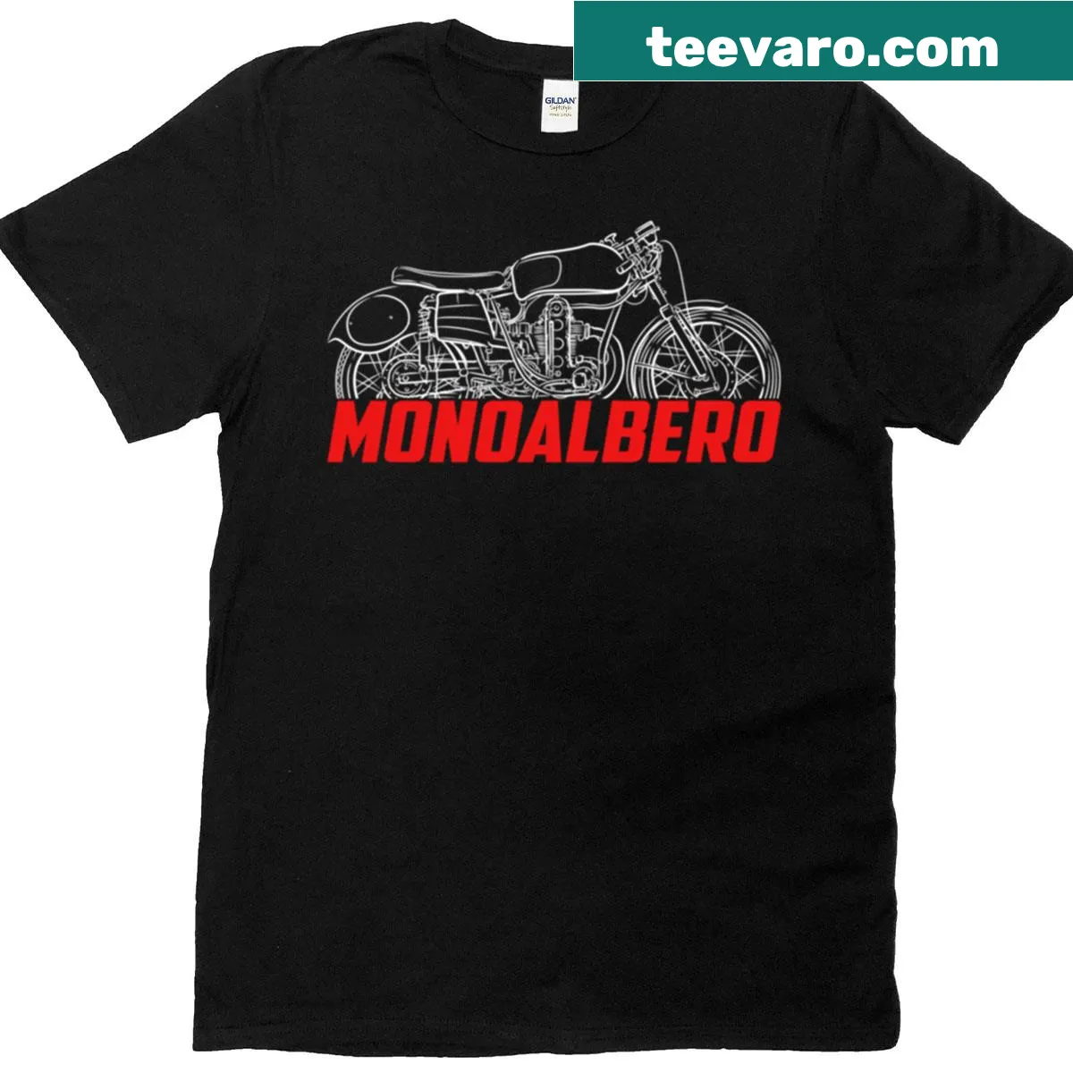 Vintage MV Agusta 125 Monoalbero biker T-shirt — on a men's t-shirt