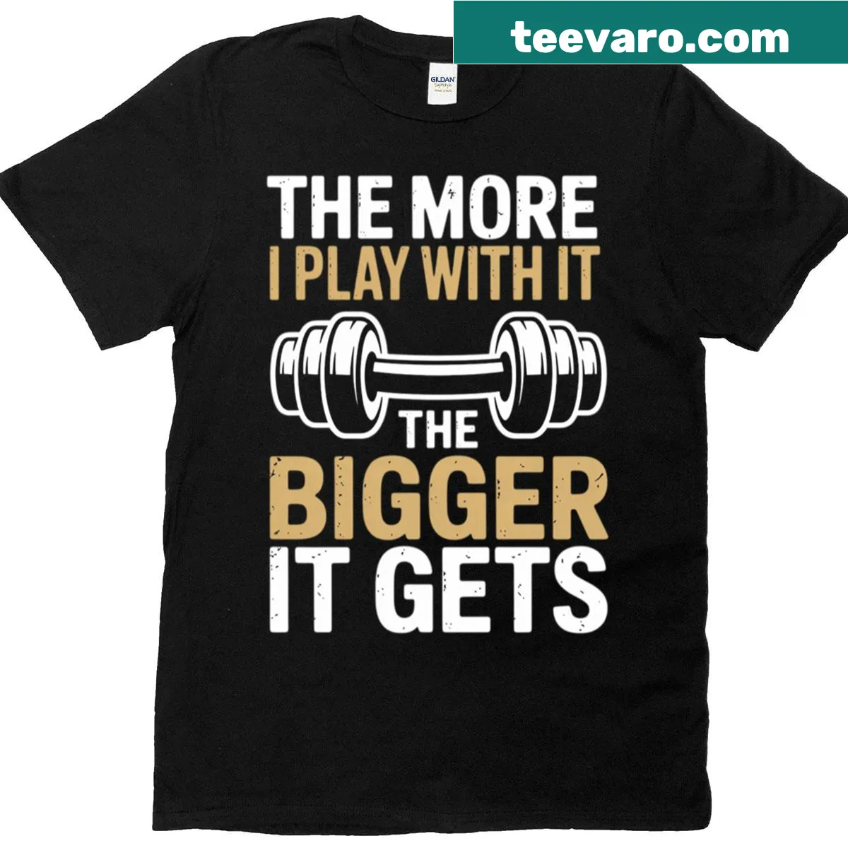 Bodybuilding T-shirt with motivational fitness typography — on a men's t-shirt