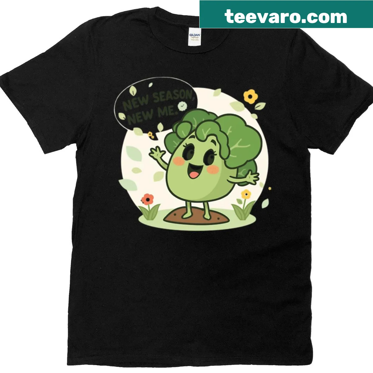 Cute lettuce graphic on spring-themed T-shirt — on a men's t-shirt