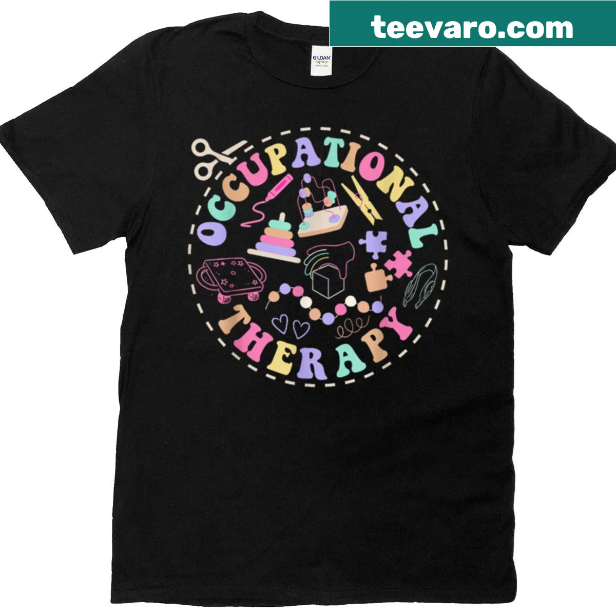 Cute healthcare illustration t-shirt for occupational therapy — on a men's t-shirt