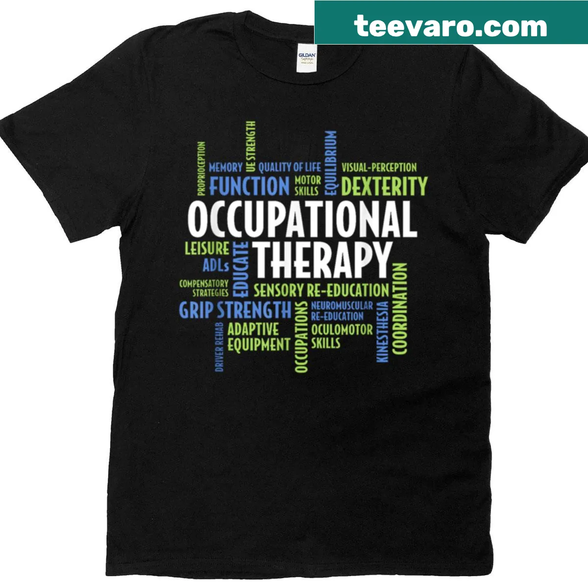 Occupational therapy T-shirt highlighting dexterity and function — on a men's t-shirt