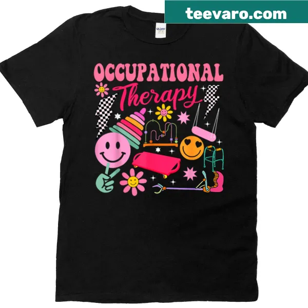 Retro design celebrating occupational therapy on a t-shirt