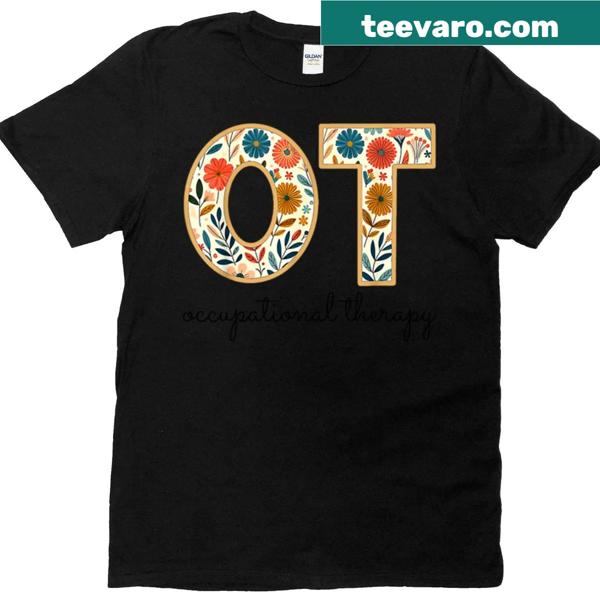 Floral design for occupational therapy T-shirt — on a men's t-shirt