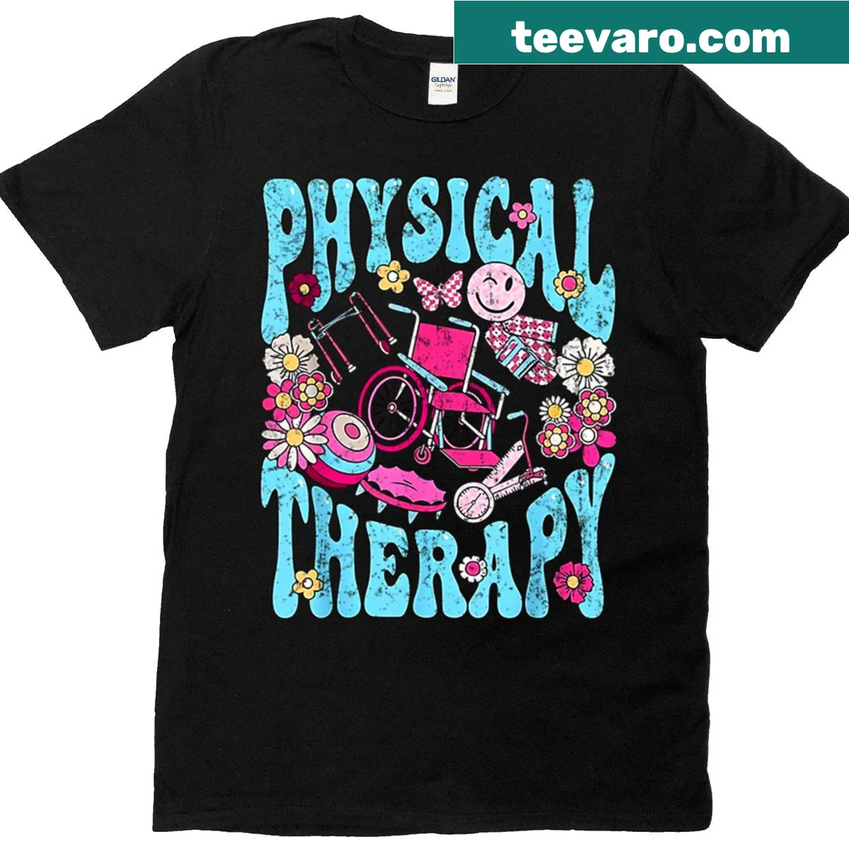 Retro text design stating 'Physio Therapist' on t-shirt — on a men's t-shirt