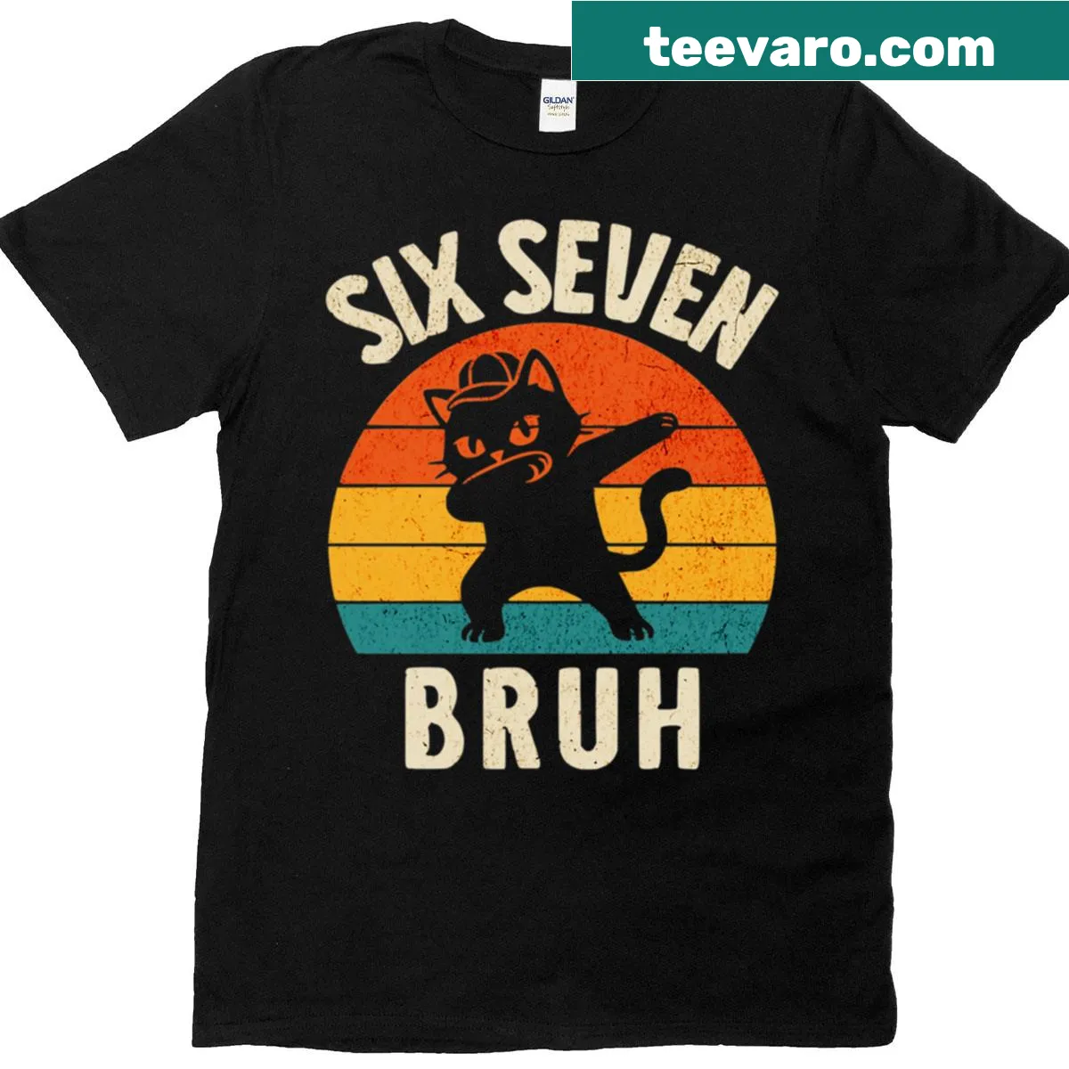 Vintage dabbing cat graphic on t-shirt — on a men's t-shirt