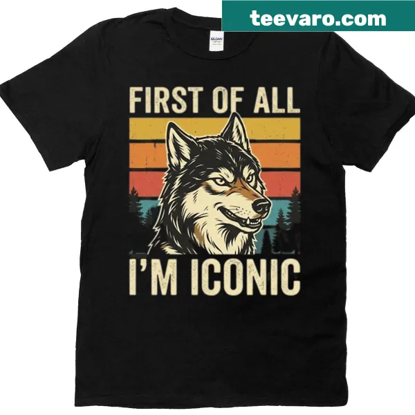 Illustrative T-shirt featuring a wolf and humorous text