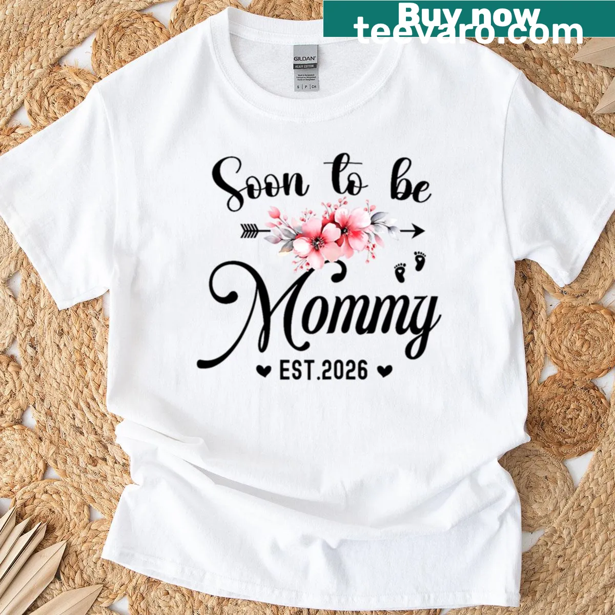 T-shirt with 'Soon To Be Mommy Est 2026' text — on a men's t-shirt
