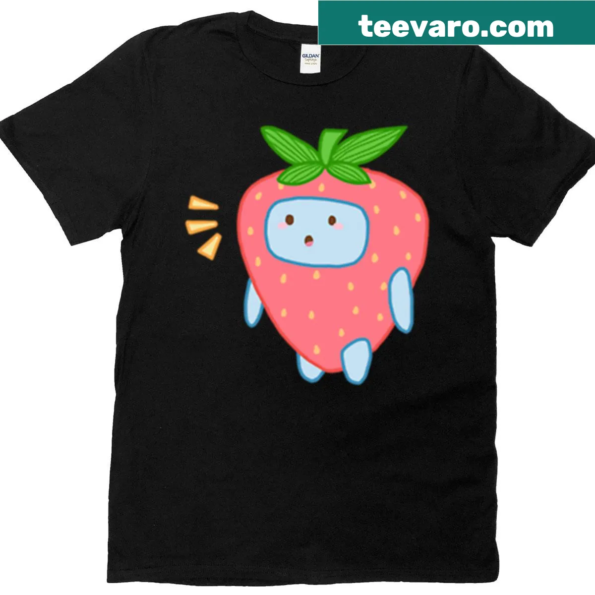 Cartoon T-shirt featuring a playful strawberry blob design — on a men's t-shirt