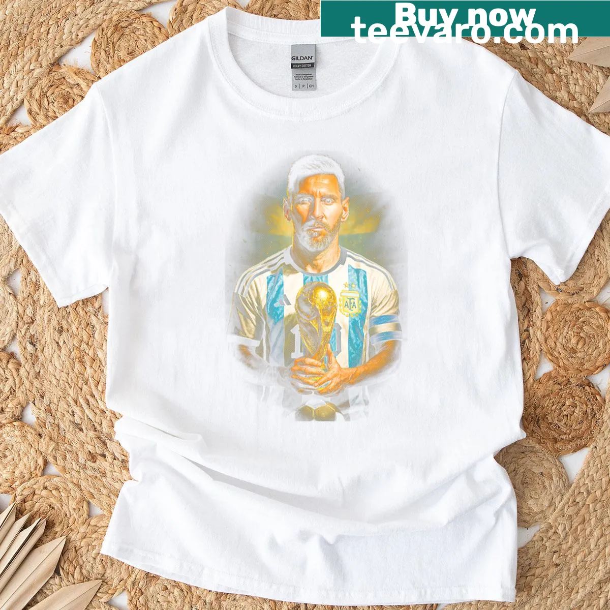 Graphic honoring Argentine soccer with number 10 on a sports t-shirt — on a men's t-shirt