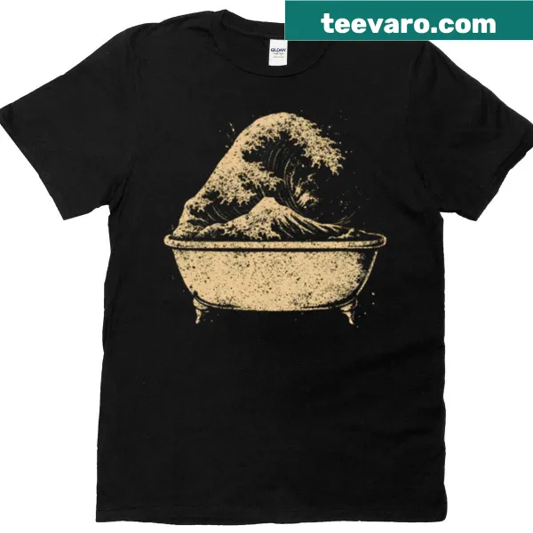 Coffee wave in a bathtub graphic inspired by Kanagawa artwork