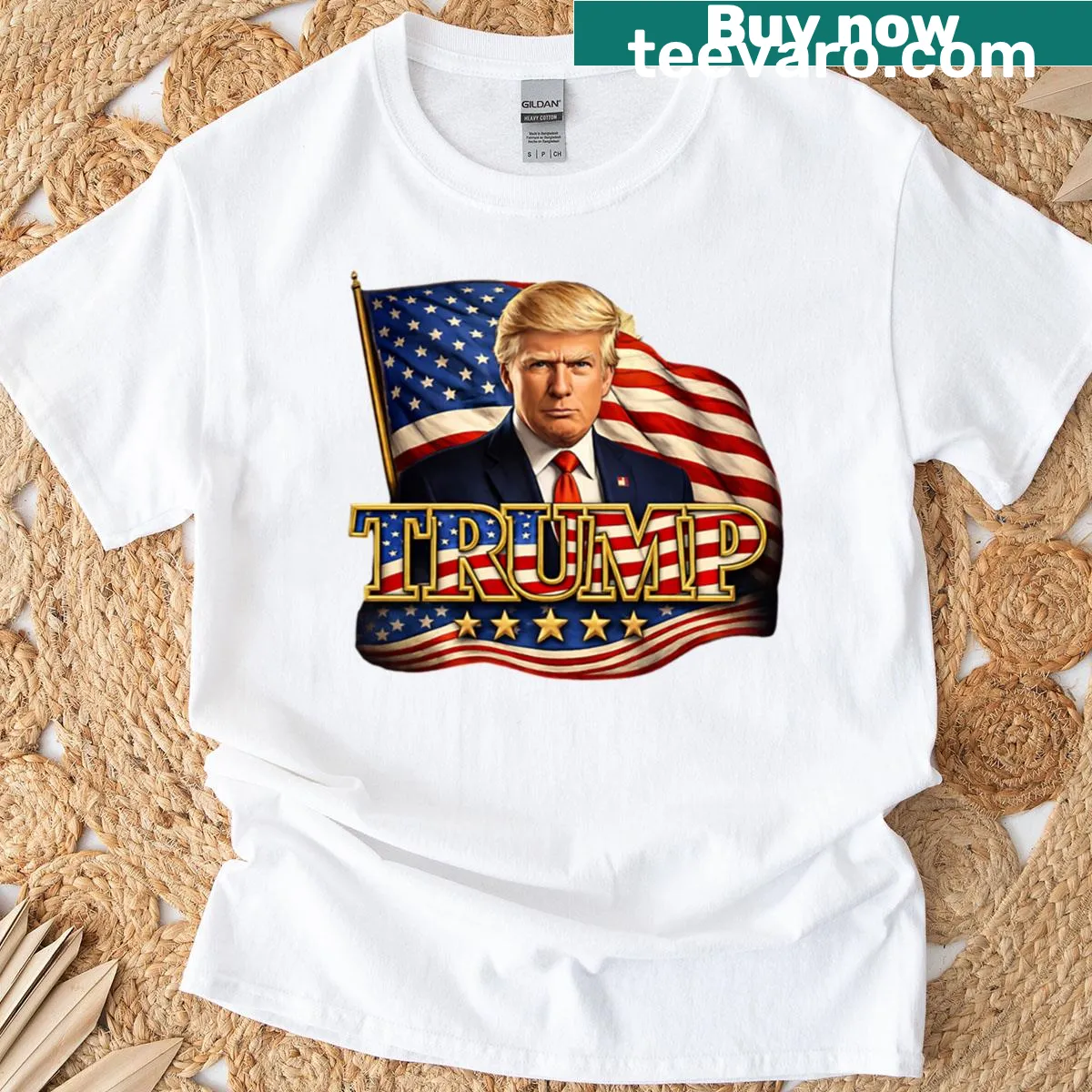 Patriotic design featuring the American flag and 'America First' text — on a men's t-shirt