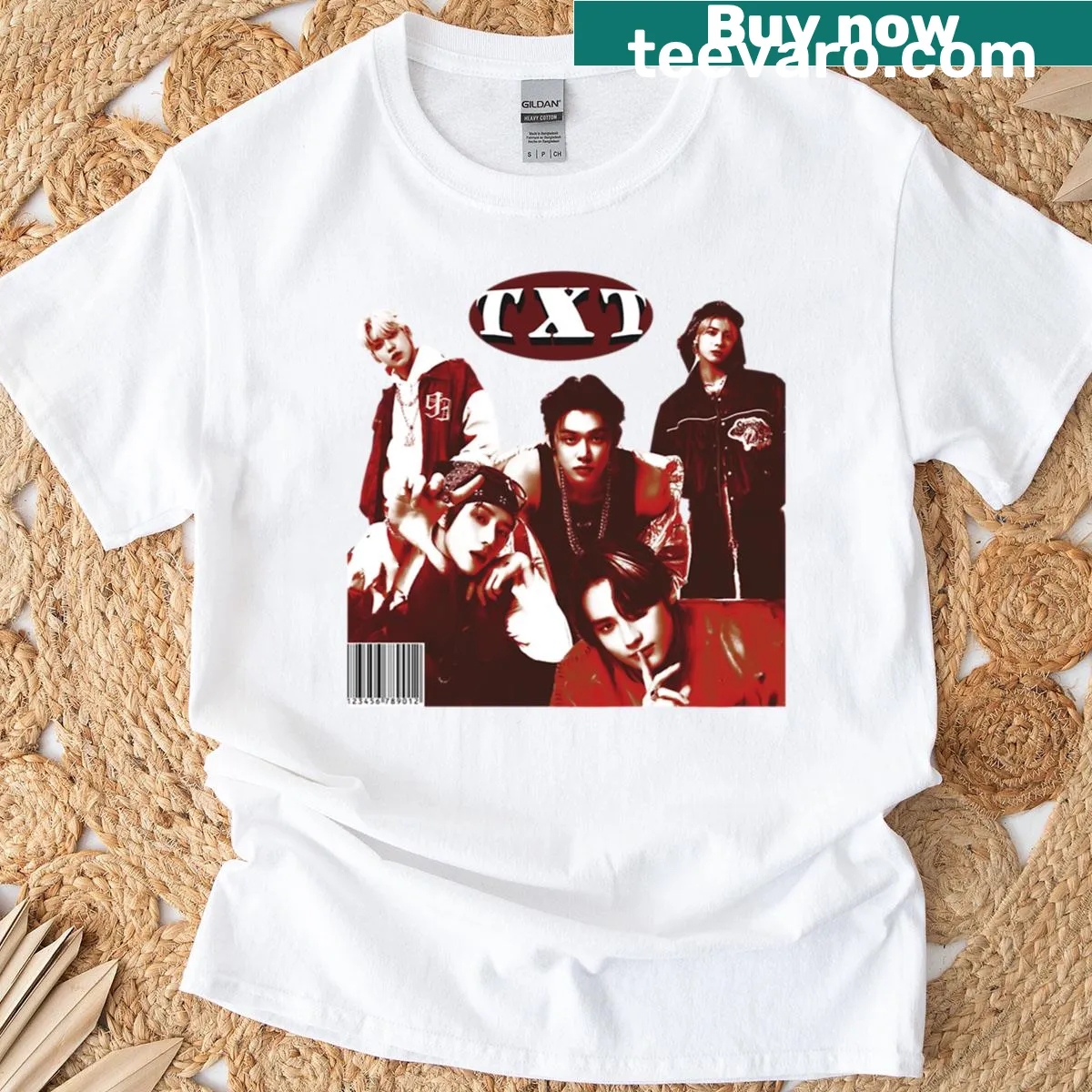 Cartoon-style Txt Moa Kpop T-shirt for kids — on a men's t-shirt
