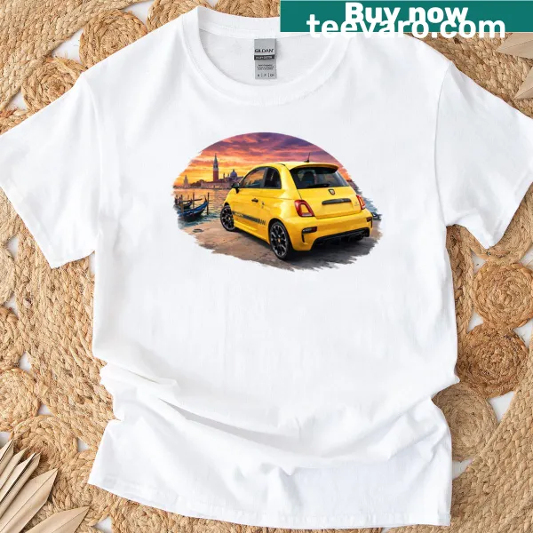 Artwork T-shirt featuring a sunset over Venice skyline.