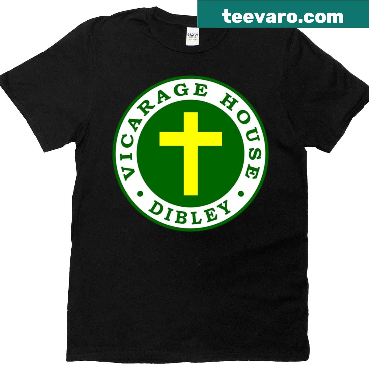 Illustration of Vicarage House Dibley on a T-shirt — on a men's t-shirt