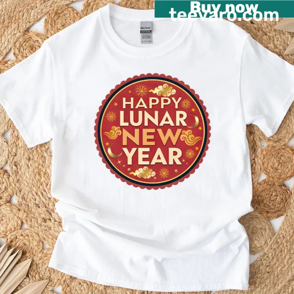 Vintage Lunar New Year greeting badge T-shirt