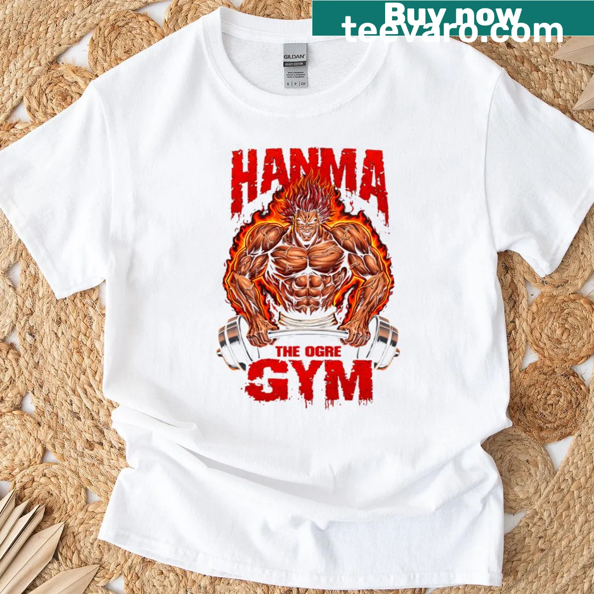 T-shirt featuring Yujiro Hanma in a classic martial arts illustration — on a men's t-shirt