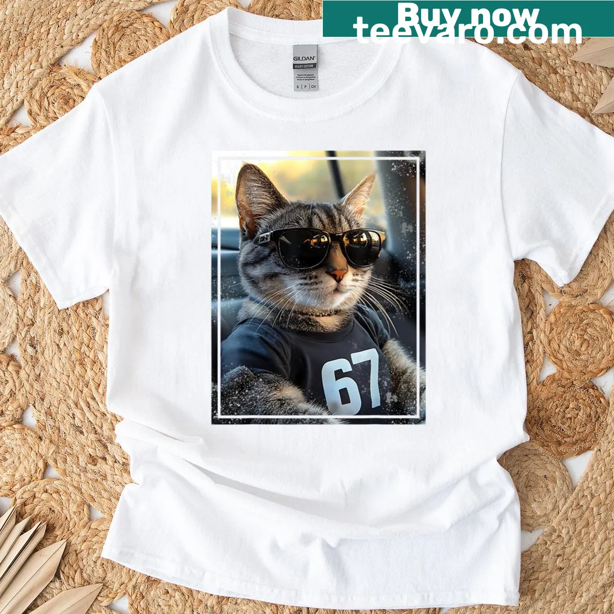 Funny birthday meme T-shirt with cat and text — on a men's t-shirt