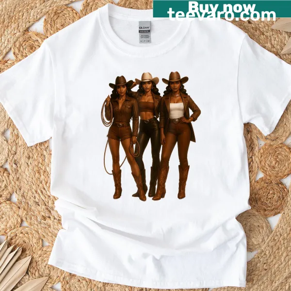 T-shirt featuring a proud Afro cowgirl illustration.